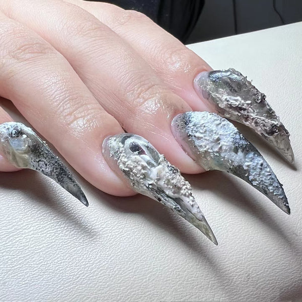 Ruins | Charcoal Werewolf Nails Claw Press On Nails 30mm