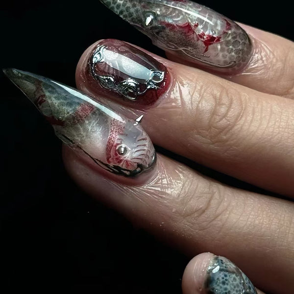 Beast Feast | Fish Scale  Werewolf Nails  Claws Nails  AB Gel