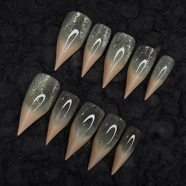 Fatal Angel | 1A34 sparkling nude pointed dragon claw press-on nails acrylic press on nails claw press on claw nails armor gloves claw nails sharp nails
