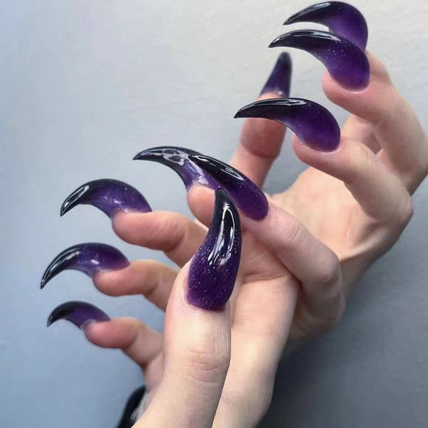 Beast Sacrifice | 2B02 purple galaxy claw nails goth nails claw eagle acrylic nails sharp nails