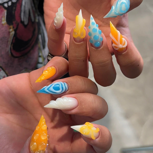 Ruins |  1R30 orange soda dragon claw nails acrylic nails colorful press on nails claw press on nails sharp nails