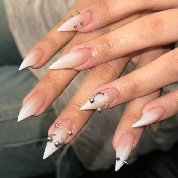 Fatal Angel | 1A38 white pointed pierced dragon claw claw press-on nails acrylic nails cosplay nails claw nails sharp nails