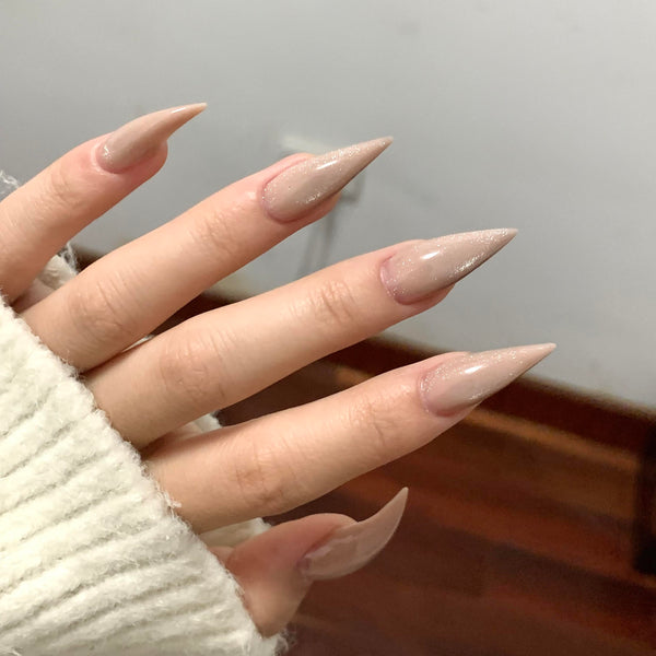 Fatal Angel | 1A48 sparkling milky coffee claw nails press-on nails acrylic nails elegant nails sharp nails