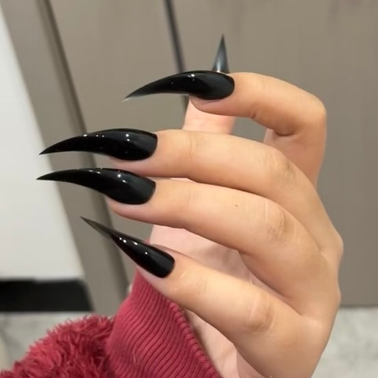 Beast Sacrifice | 1S226 shiny black dragon claw nails acrylic press on nails anime nails claw press on claw nails sharp nails long pressons
