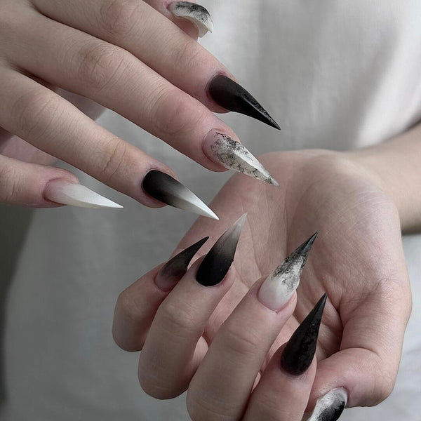 Ruins |  1R27 ink wash long pointed werewolf claw nails acrylic nails claw press on nails long pressons sharp press on nails