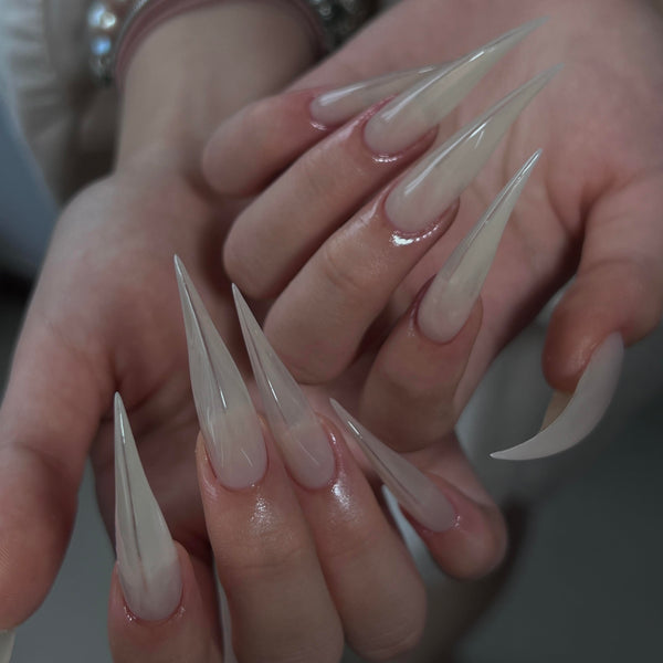 Fatal Angel | 1A67 nude werewolf nails long press on nails claw nails acrylic nails sharp nails claw press on nails armor gloves