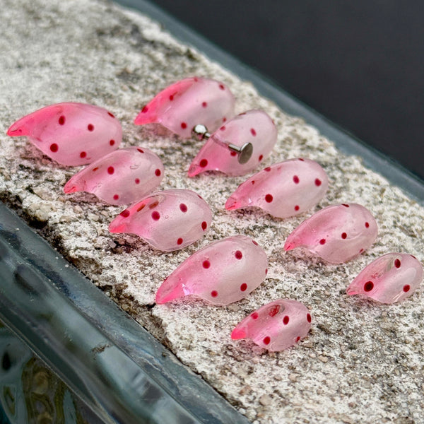 Fatal Angel | 1A69 translucent pink with polka dots cat nails cute press on nails claw nails claw press on nails glove rings