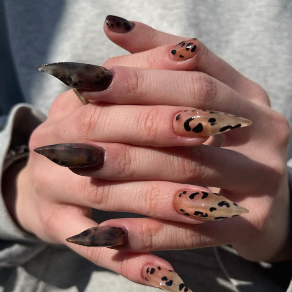 Ruins |  1R28 tortoiseshell pattern AB eagle claw nails acrylic nails claw press on nails sharp press on nails