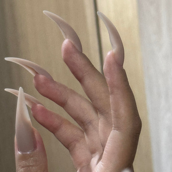 Fatal Angel | 1A80 milk tea werewolf claw nails acrylic press on nails glove rings sharp nails claw press on nails long press-ons